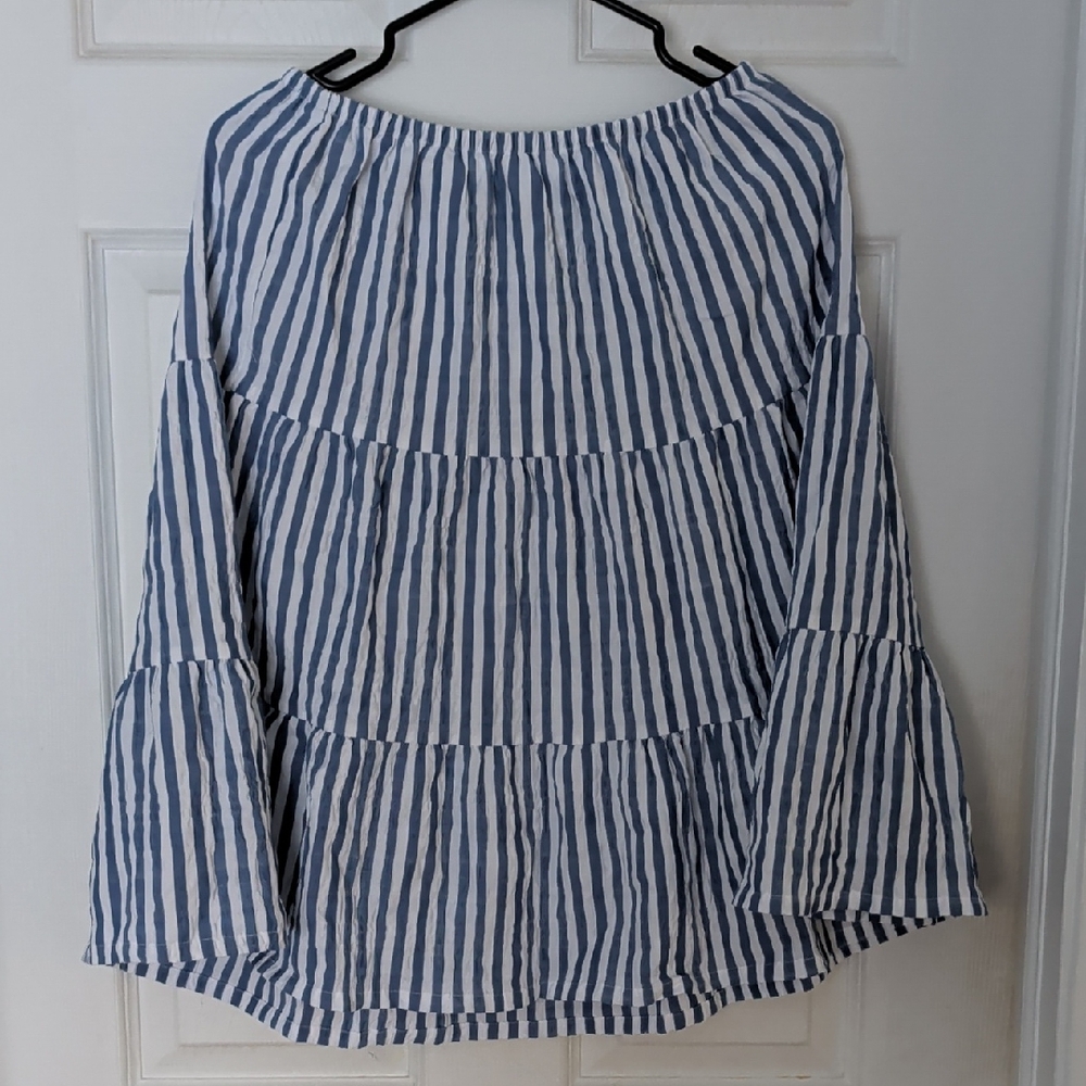 Old Navy Tiered Striped Midi Skirt